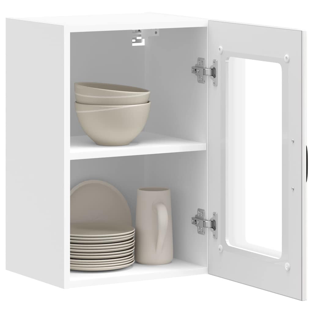 Armário de parede cozinha porta vidro Lucca branco brilhante