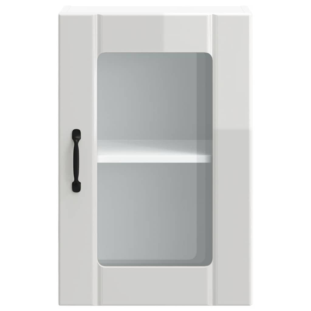 Armário de parede cozinha porta vidro Lucca branco brilhante