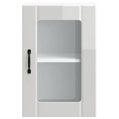 Armário de parede cozinha porta vidro Lucca branco brilhante