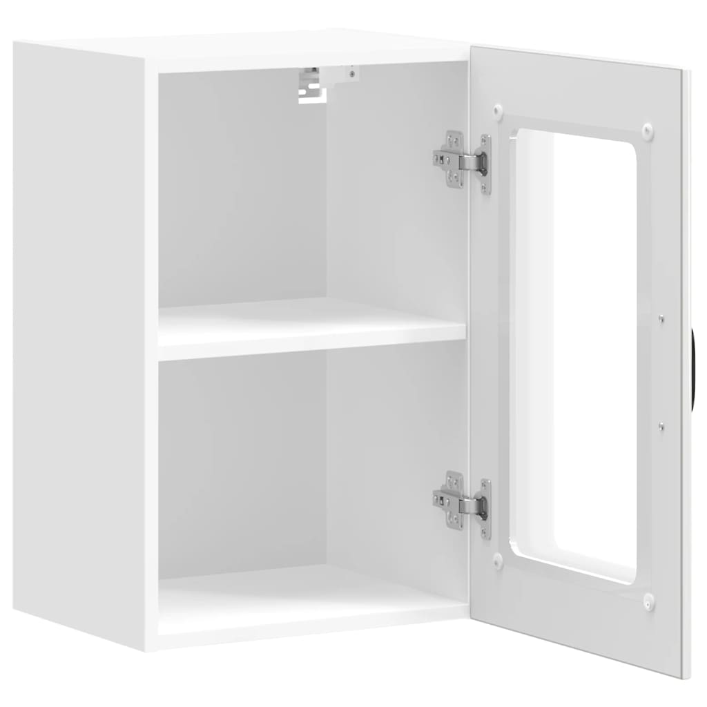 Armário de parede cozinha porta vidro Lucca branco brilhante