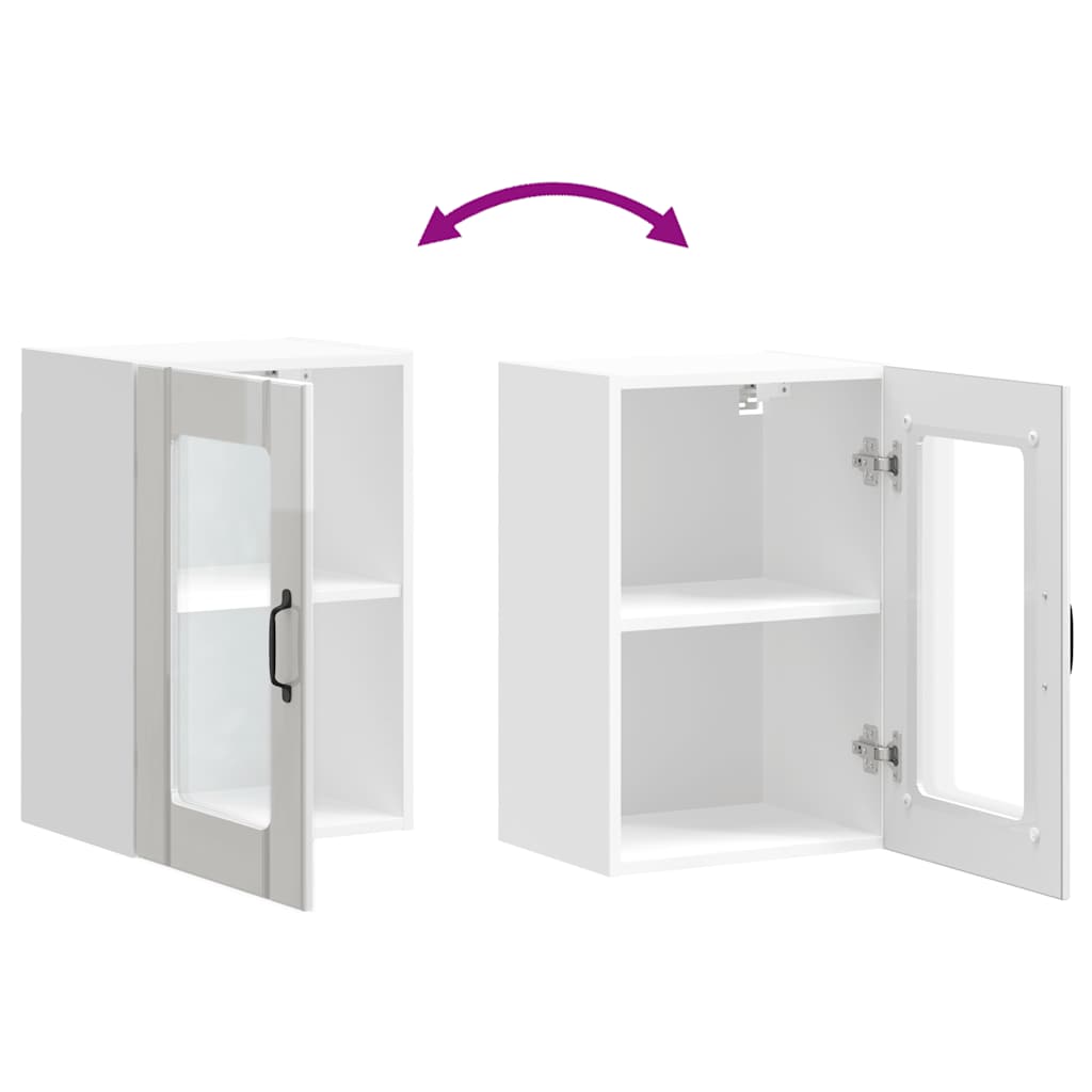 Armário de parede cozinha porta vidro Lucca branco brilhante