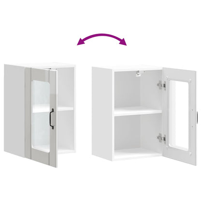 Armário de parede cozinha porta vidro Lucca branco brilhante