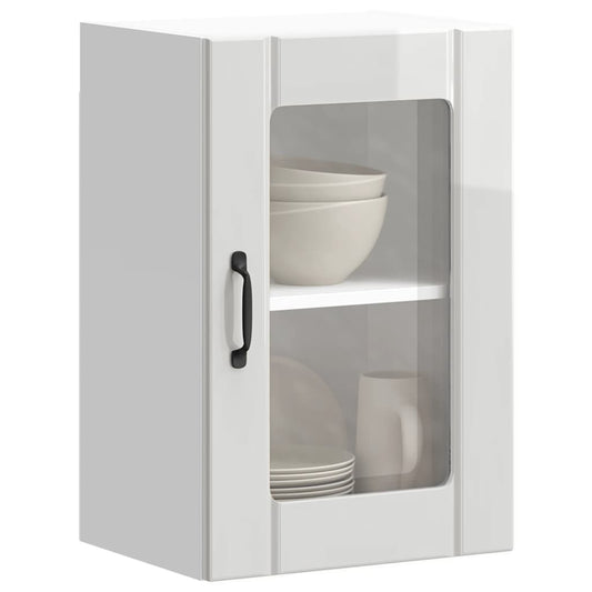 Armário de parede cozinha porta vidro Lucca branco brilhante
