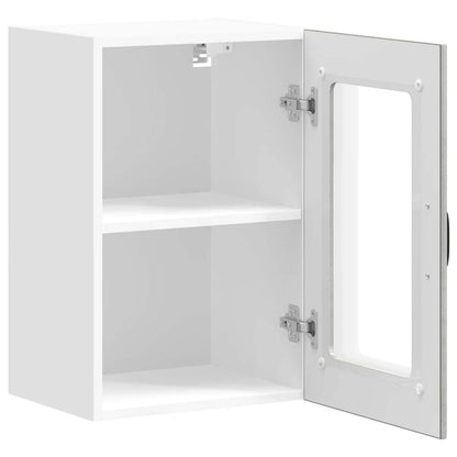 Armário de parede de cozinha porta vidro Lucca cinzento cimento