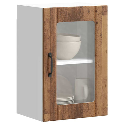 Armário de parede de cozinha porta vidro Lucca madeira velha