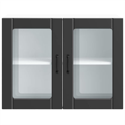 Armário de parede de cozinha porta vidro Lucca preto