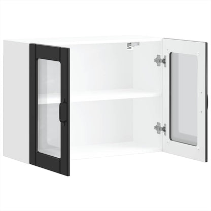 Armário de parede de cozinha porta vidro Lucca preto