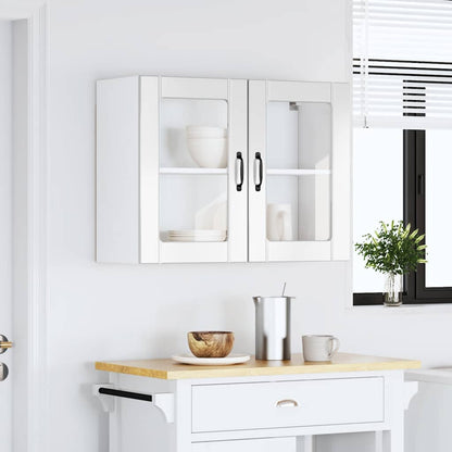 Armário parede de cozinha porta vidro Lucca branco brilhante