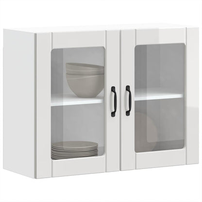 Armário parede de cozinha porta vidro Lucca branco brilhante