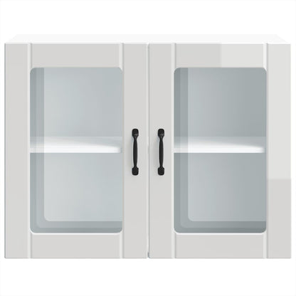 Armário parede de cozinha porta vidro Lucca branco brilhante
