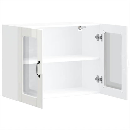 Armário parede de cozinha porta vidro Lucca branco brilhante