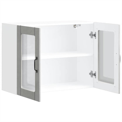 Armário de parede de cozinha porta vidro Lucca cinza cimento