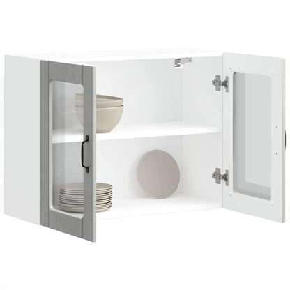 Armário de parede de cozinha porta vidro Lucca cinza cimento