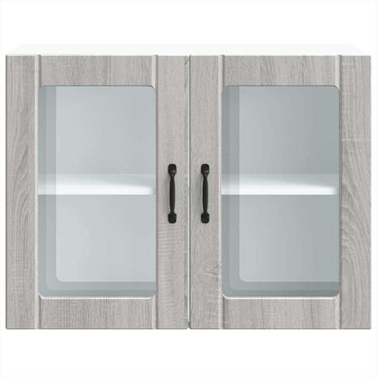 Armário de parede de cozinha porta vidro Lucca cinza sonoma