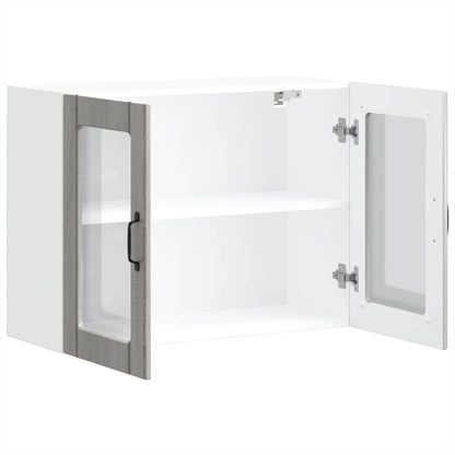 Armário de parede de cozinha porta vidro Lucca cinza sonoma