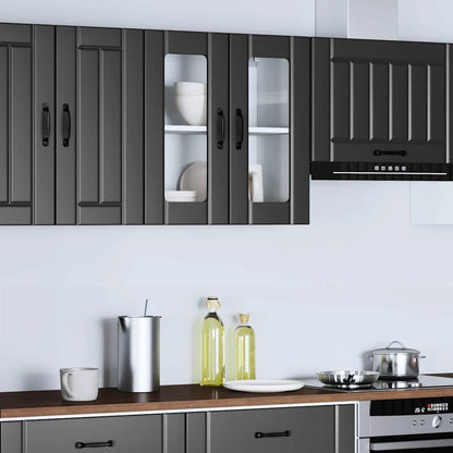 Armário de parede de cozinha porta vidro Lucca preto