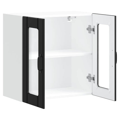 Armário de parede de cozinha porta vidro Lucca preto