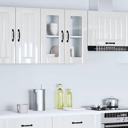 Armário parede de cozinha porta vidro Lucca branco brilhante