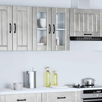 Armário de parede de cozinha porta vidro Lucca cinza cimento
