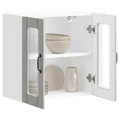 Armário de parede de cozinha porta vidro Lucca cinza cimento