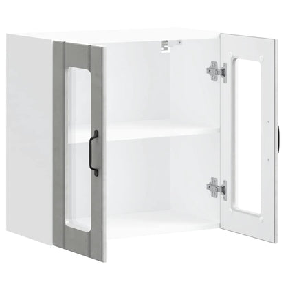 Armário de parede de cozinha porta vidro Lucca cinza cimento