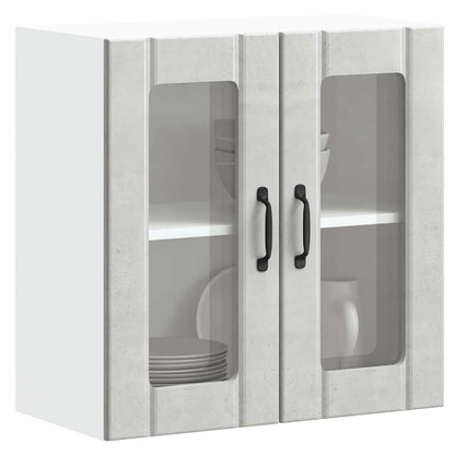Armário de parede de cozinha porta vidro Lucca cinza cimento