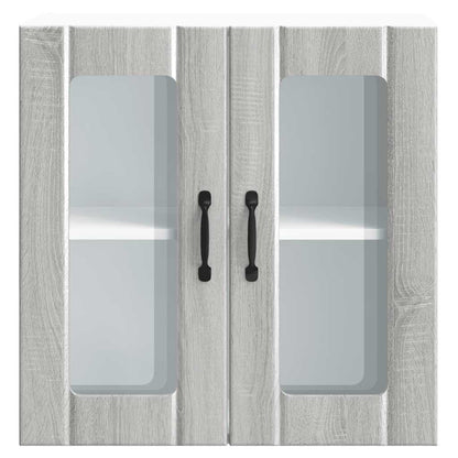 Armário de parede de cozinha porta vidro Lucca cinza sonoma