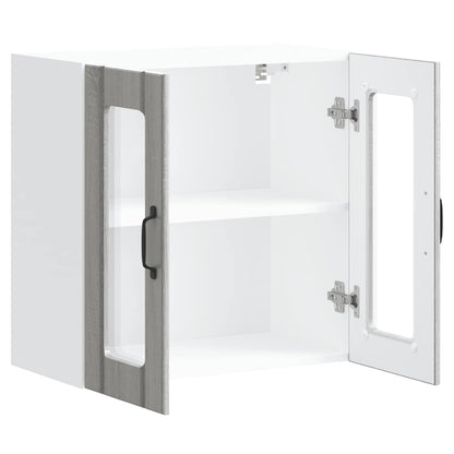 Armário de parede de cozinha porta vidro Lucca cinza sonoma