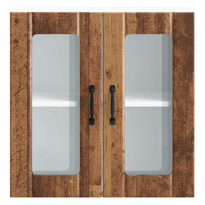 Armário de parede de cozinha porta vidro Lucca madeira velha