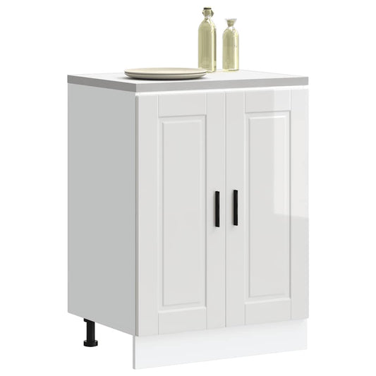 Armário base cozinha Porto derivados madeira branco brilhante