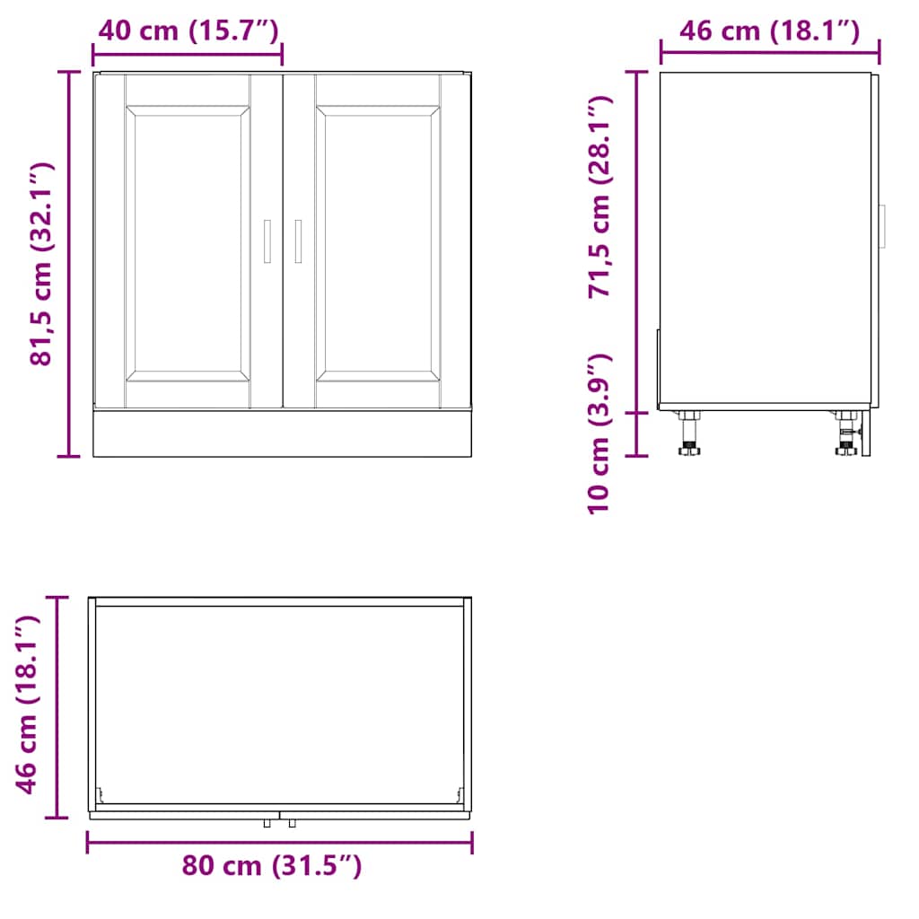 Armário base para lavatório "Porto" High Gloss Branco