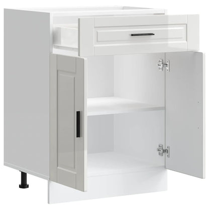 Armário base cozinha Porto derivados madeira branco brilhante