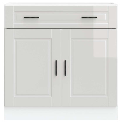 Armário base cozinha Porto derivados madeira branco brilhante