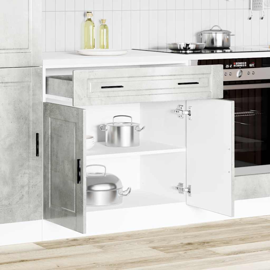 Armário base cozinha Porto derivados madeira cinzento cimento