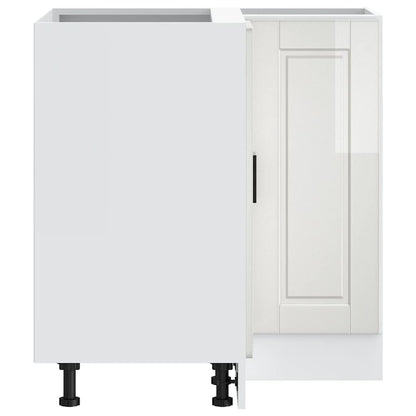 Armário base canto cozinha Porto madeira branco brilhante