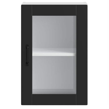 Armário de parede de cozinha com porta de vidro Porto preto