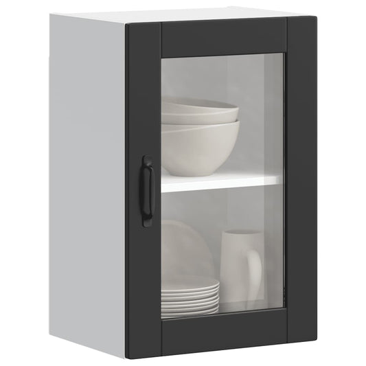 Armário de parede de cozinha com porta de vidro Porto preto