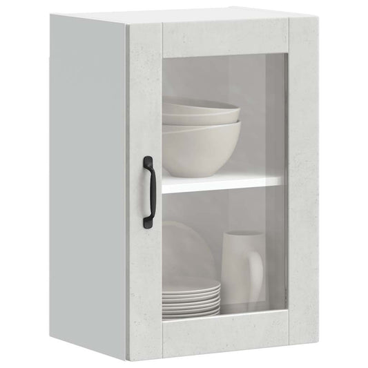 Armário de parede de cozinha porta de vidro Porto cinza betão