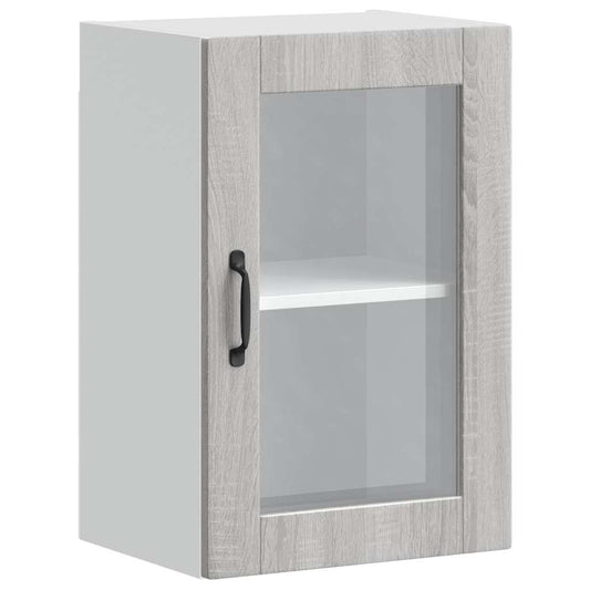 Armário de parede de cozinha porta de vidro Porto cinza sonoma