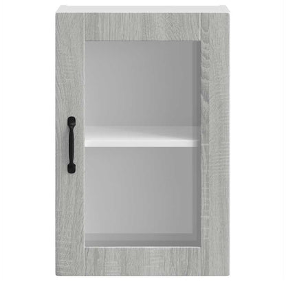 Armário de parede de cozinha porta de vidro Porto cinza sonoma