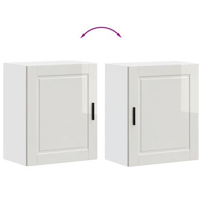 Armários parede cozinha 2 pcs Porto branco brilhante