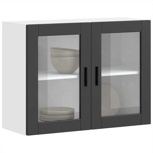 Armário de parede de cozinha com porta de vidro Porto preto