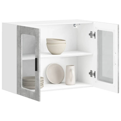 Armário de parede de cozinha porta de vidro Porto cinza betão