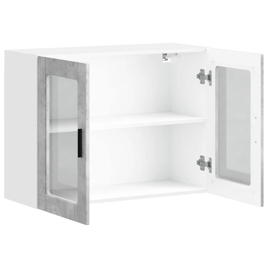 Armário de parede de cozinha porta de vidro Porto cinza betão