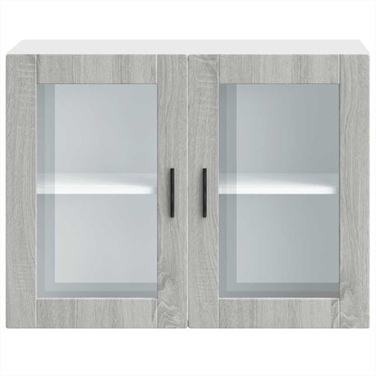 Armário de parede de cozinha porta de vidro Porto cinza sonoma