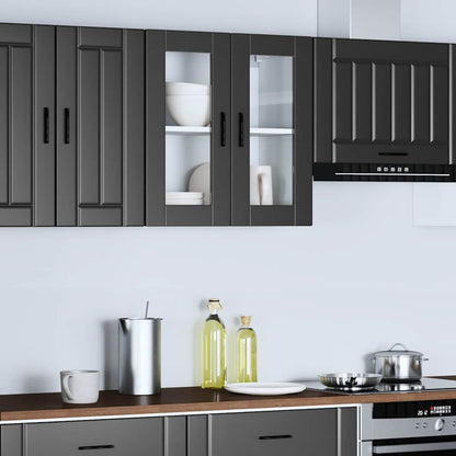 Armário de parede de cozinha com porta de vidro Porto preto