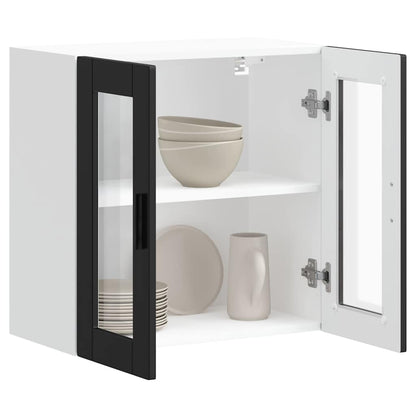 Armário de parede de cozinha com porta de vidro Porto preto