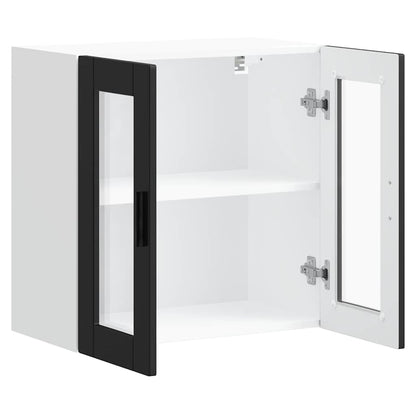 Armário de parede de cozinha com porta de vidro Porto preto