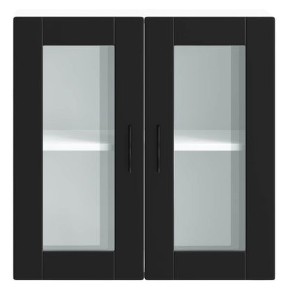 Armário de parede de cozinha com porta de vidro Porto preto