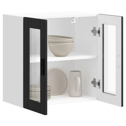 Armário de parede de cozinha com porta de vidro Porto preto